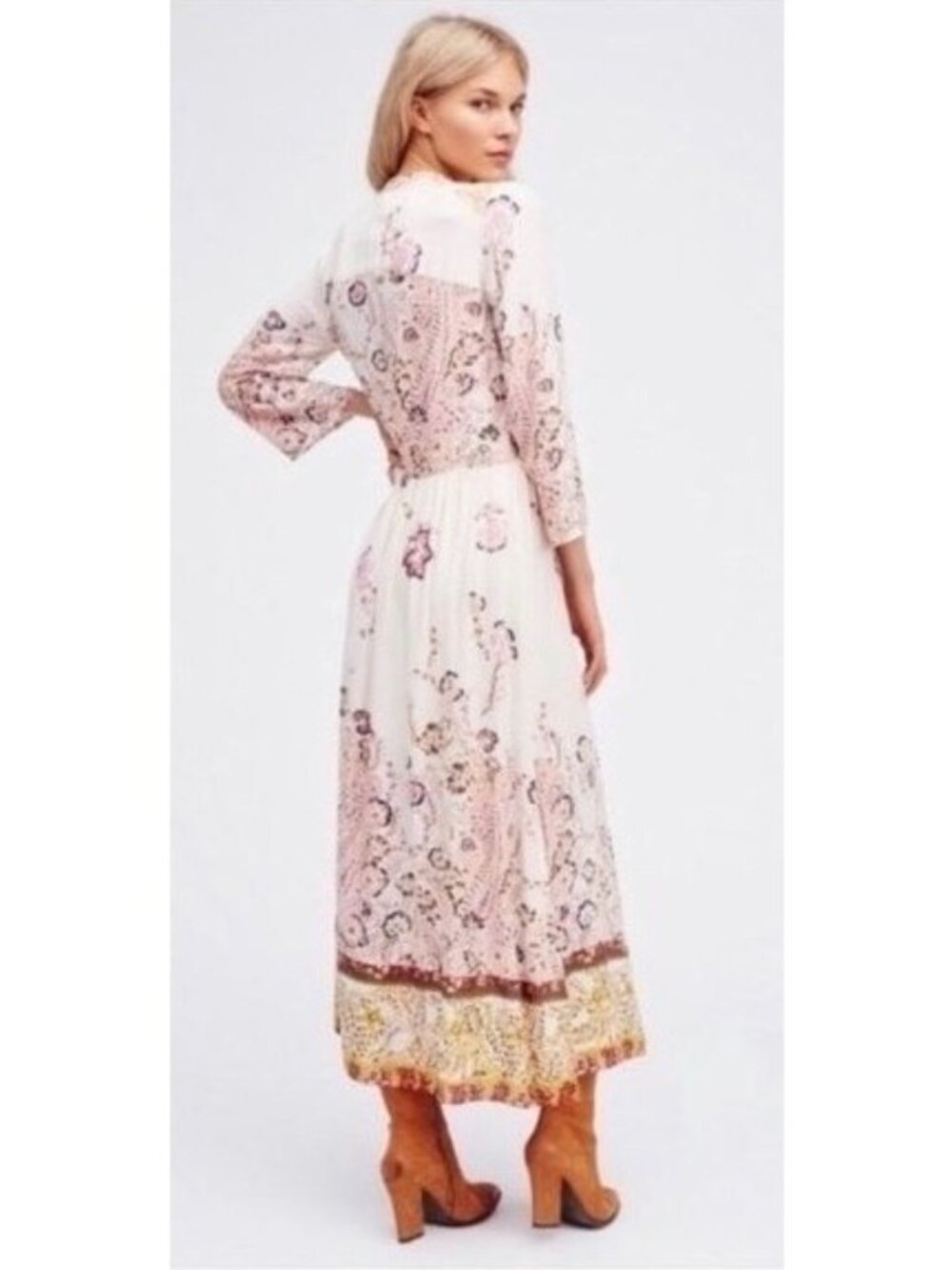 NWT Free People Floral Flowy Maxi Dress | Boho Coastal Cowgirl Tumblr Whimsigoth - Picture 6 of 16